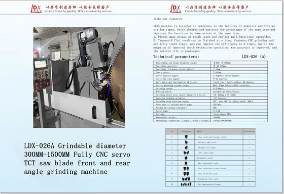 Geraffineerbare diameter 200MM-1200MM Volledig CNC servo TCT zaagblad slijpmachine LDX-026A