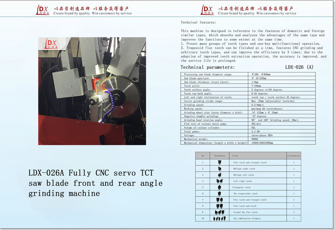 Servo Full CNC voor- en achterhoek TCT zaagblad slijpmachine LDX-026A